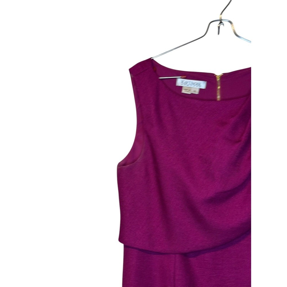 Kay Unger Women Shift Dress Lined Sleeveless Gold Shoulder Fuchsia Pink‎ 14 - Picture 3 of 11